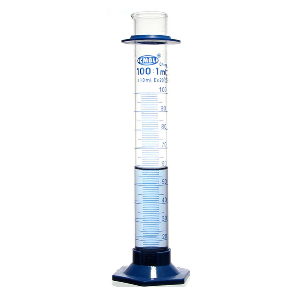 100ml målecylindre med tud og graduering med heagon base laboratorie kemi udstyr