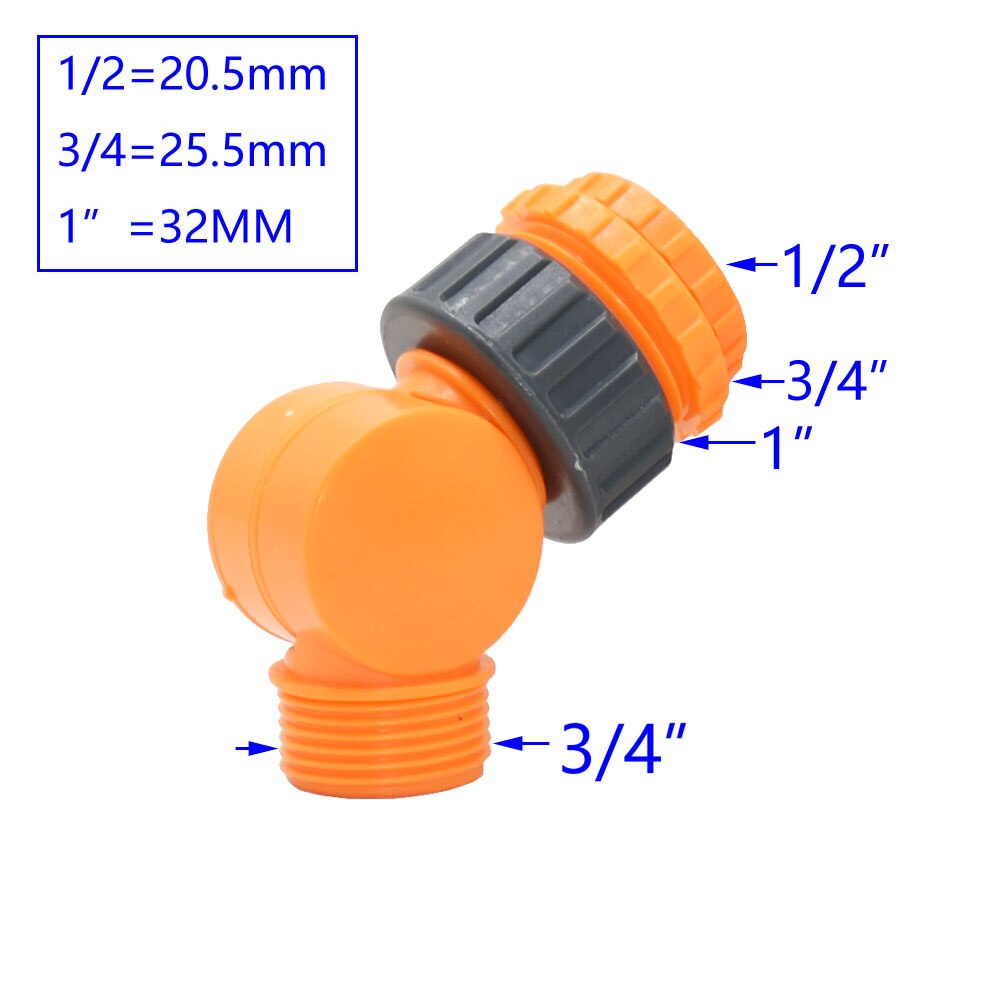 180° Rotatable Water Tap Quick Connector Splitter Faucet Coupler 1/2" 3/4" 1" Thread Port Garden Irrigation Swivel Joint