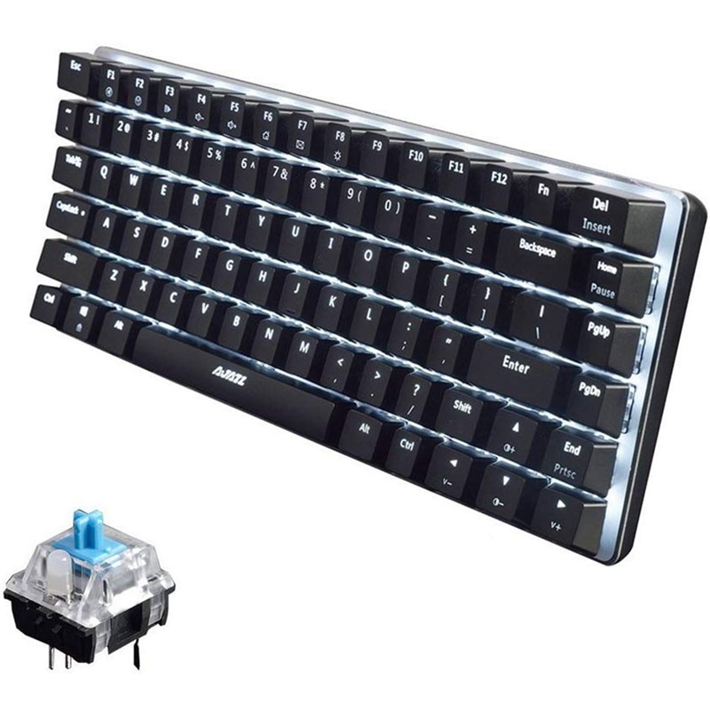 AJAZZ AK33 clavier de jeu filaire LED rétro-éclairé 82 touches clavier mécanique USB