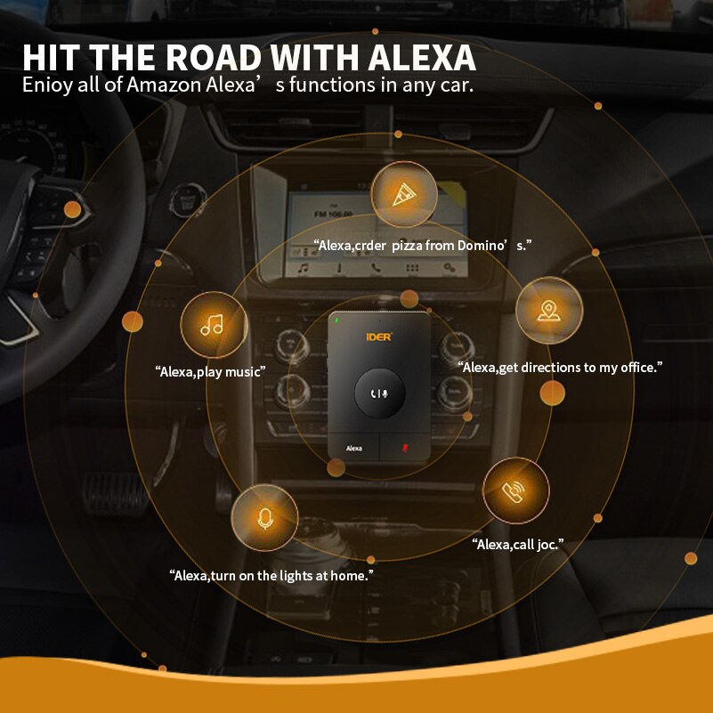 Alexa Bluetooth 4.2 A2DP Audio Receiver Handsfree Aux Car Kit Fm Transmitter Voice Control Siri Google Assistant GPS Navigation