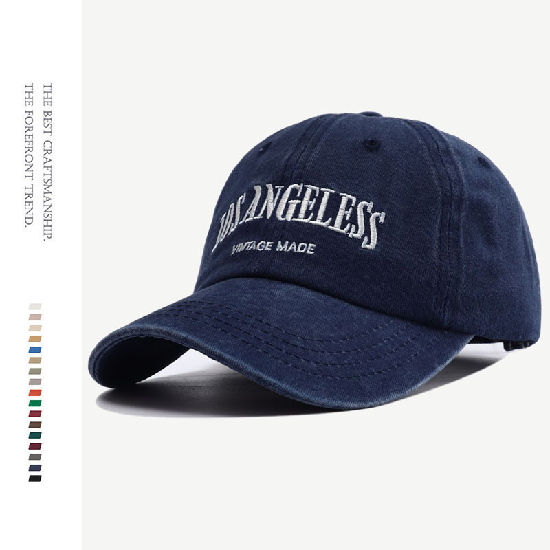 2022 Geborduurd Los Angeles Katoenen Baseball Cap Man Snapback Hoed Zwart Gemonteerd Vader Hoeden Voor Mannen Vrouwen Gorros hombre: Retro Navy Blue