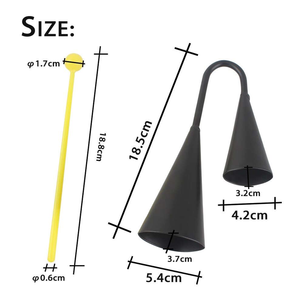 Instrument de Percussion en métal à deux tons, cloche a-go-go, clochette avec gâche