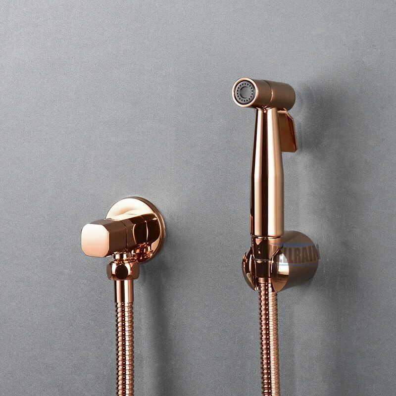 Bathroom Toilet Bidet Tap Kit. Brushed Gold Wall Mounted Bidet Sprayer Shower With Shut-Off Valve Black , Rose Gold Shattf: plum