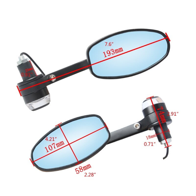 1pair 22mm 7/8\" Universal Motorcycle Handlebar Bar End Mirrors Turn signals