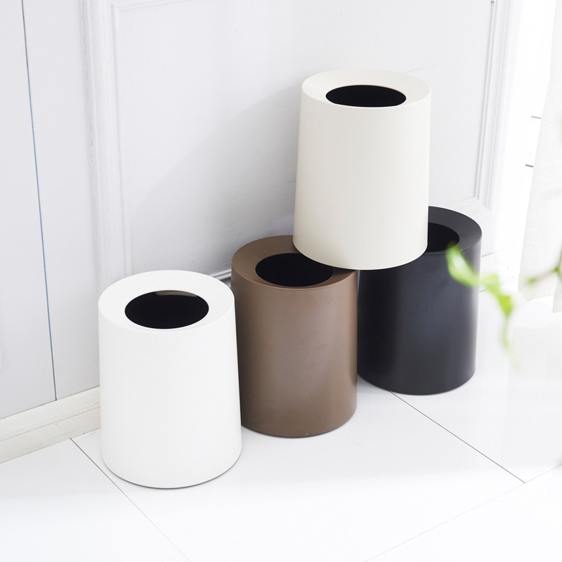 Europese Double-Layer Ronde Afvalbakken Thuis Woonkamer Slaapkamer Mode Opslag Bin Scrub Wc Keuken Zonder Deksel Prullenbak kan