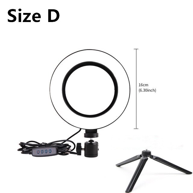 16cm/20cm/26cm rengasvalo himmennettävä kamera valokuvastudio puhelin video led kauneusvalokuvaus rengaslamppu 19/103 cm kolmijalka: Ruskea