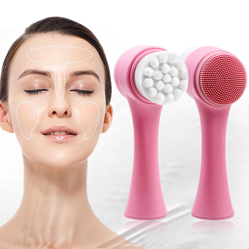 Cepillos de limpieza Facial de silicona de doble cara, limpieza profunda de poros duradera y de buena textura, para uso doméstico
