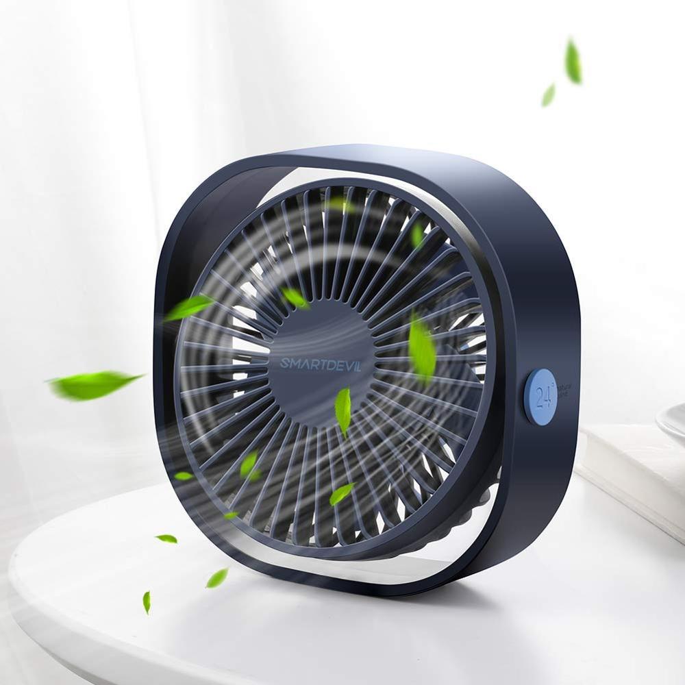 Mini ventilateur portatif personnel de refroidissement de vitesse des ventilateurs 3 de bureau d'usb de SmartDevil avec l'angle réglable de Rotation de 360 pour le ménage de bureau: Blue