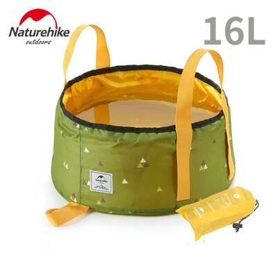 Naturehike 10l/16l rejse foldbart vandbassin udendørs camping vandspand bærbart vandtæt fodbassin til vandreture: 16l grønne