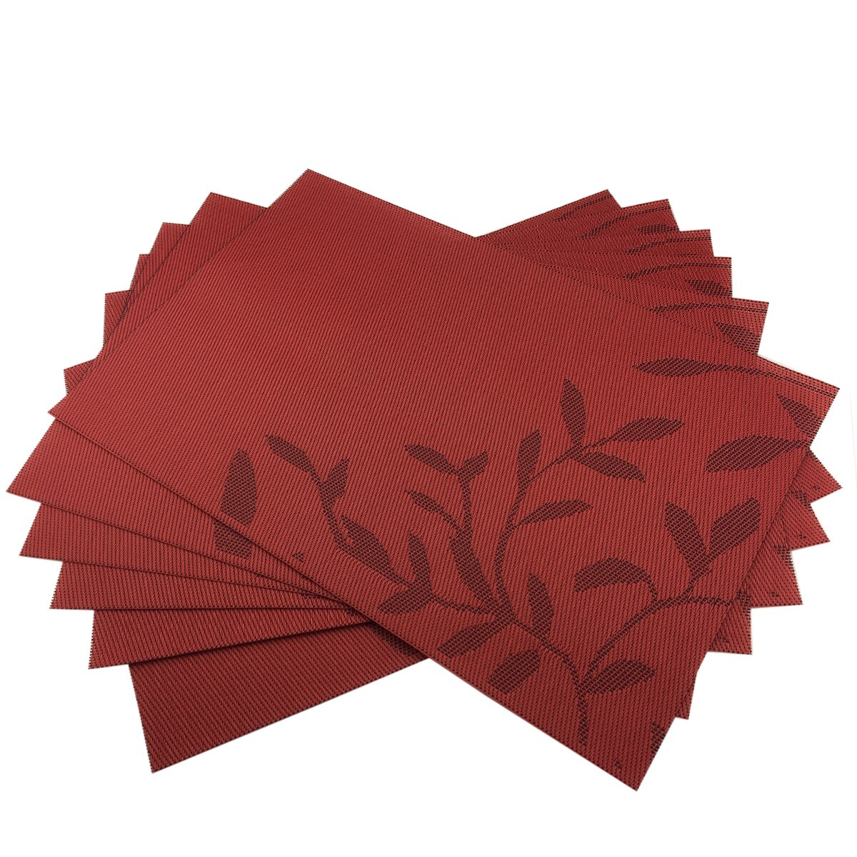 Set de table violet pour salle à manger, tapis de table en pvc à fleurs, sets de table, tapis de tasse, dessous de verre, accessoires de cuisine, 4 pièces: Rouge 4 pièces