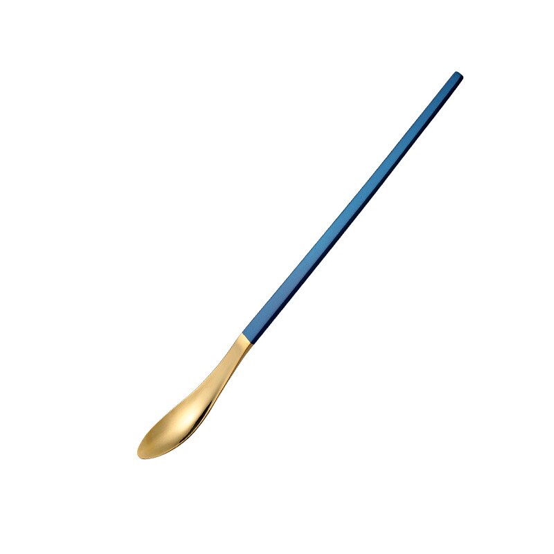304 Stainless Steel Long Handle Stirring Spoon Cocktail Bartender Spoon Coffee Spoon Dessert Long Spoon Japanese Stirring Spoon: golden blue