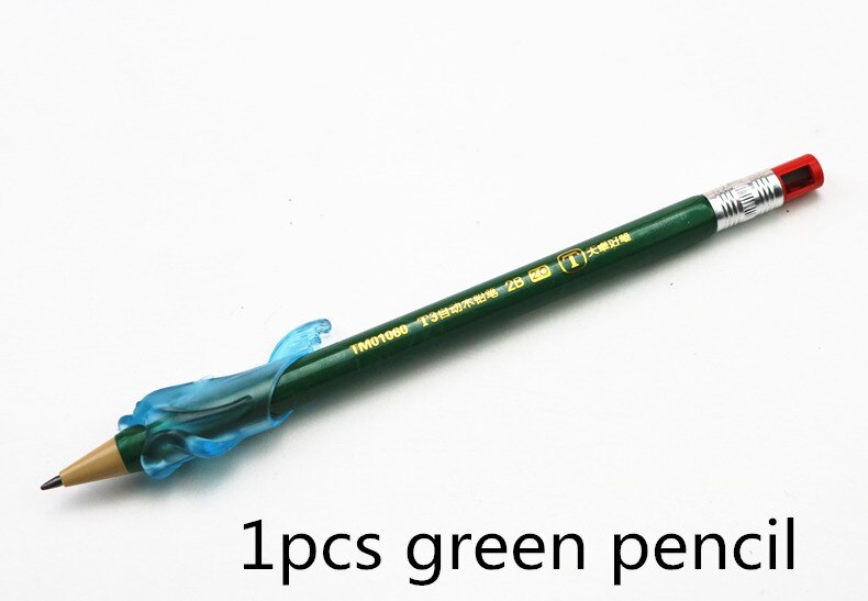 1pcs mechanical pencil 2.0mm Long refill Student painting writing 2B pencil with mini sharpener: 1pcs green pencil