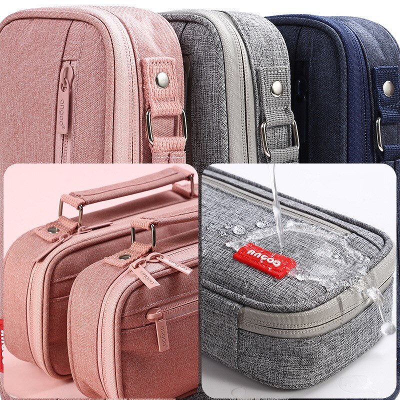 Draagbare Canvas Etui School Briefpapier Opbergtas Grote Capaciteit Pen Case Effen Kleur Pen Zak Leuke Cosmetische Tas Girlgift