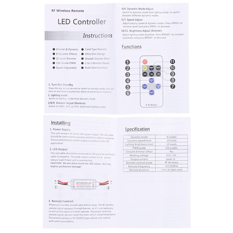 Mini Led Rgb Afstandsbediening 12V Rf Wireless Controller Voor Led Strip Licht