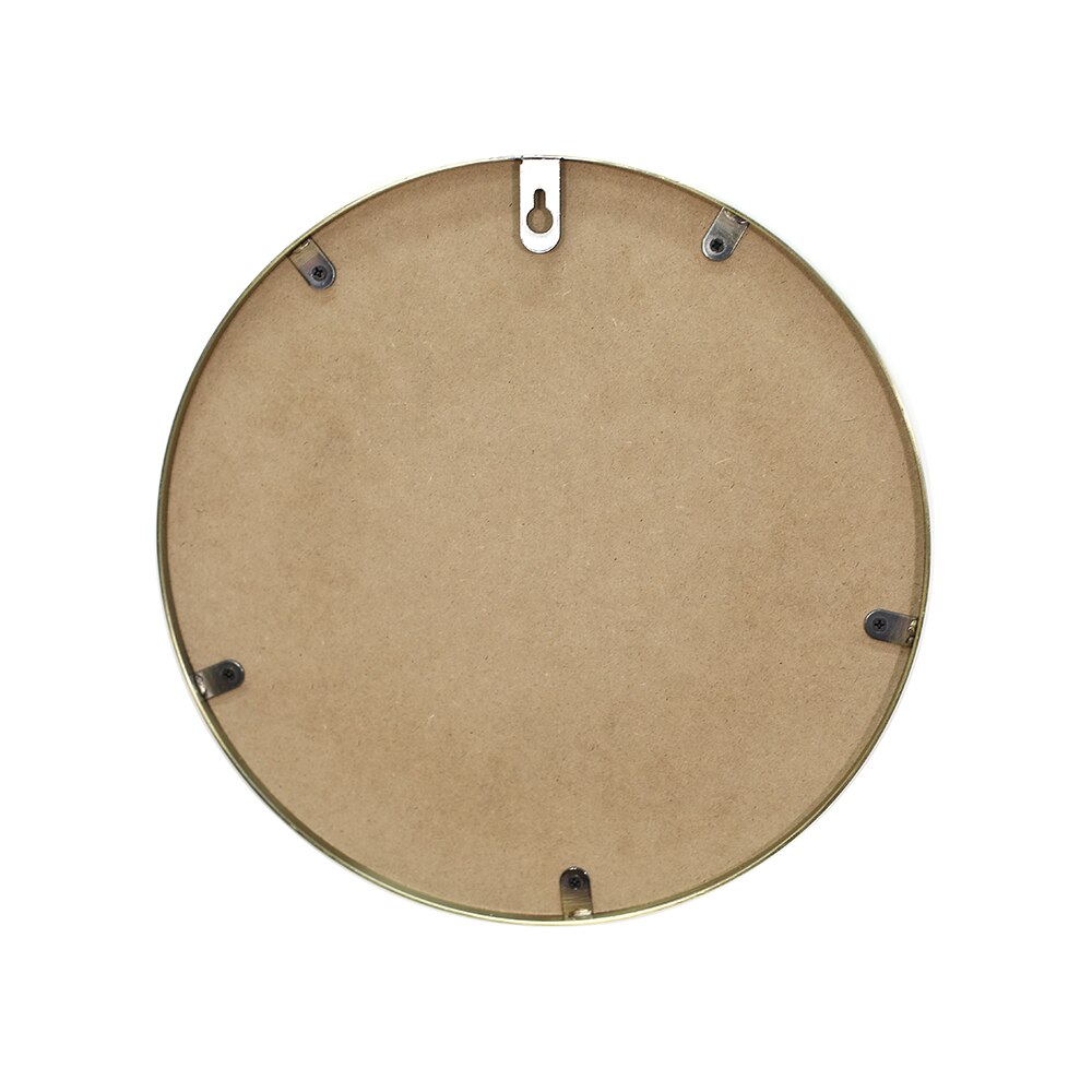 Brushed Metal Gold Wall Mirror | Glass Panel Gold Framed Rounded Circle Deep Set (12.3" Round)