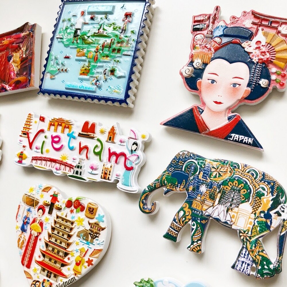 BABELEMI Vietnam India Japan Korea North Korea Fridge Magnets 3D Refrigerator Magnet Sticker Travel Souvenir Kitchen Decoration
