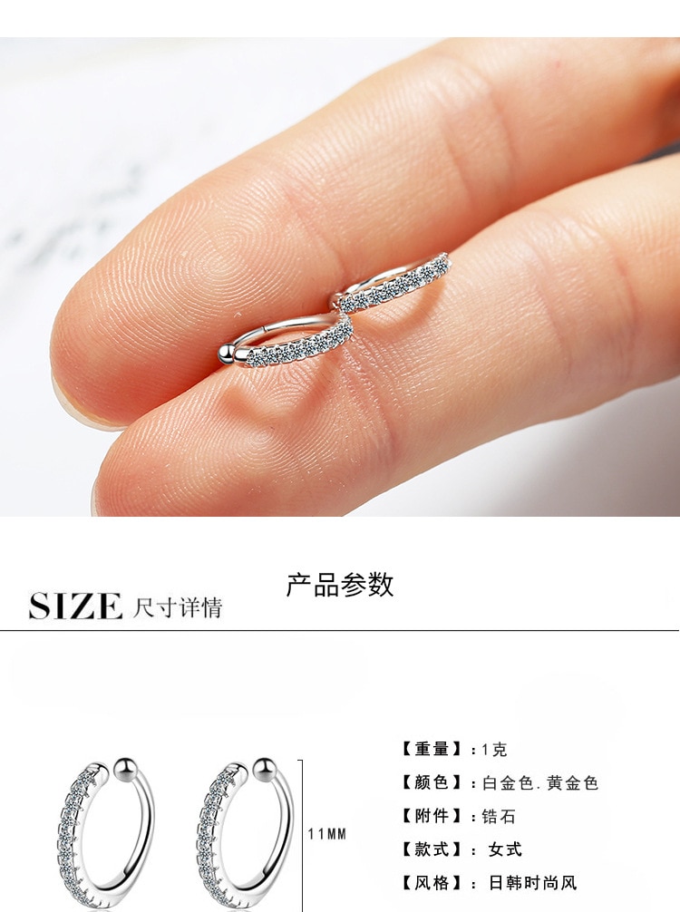 Pendientes sencillos de Clip para niña, aretes sin agujero, para cartílago, CZ, 2 unids/bolsa