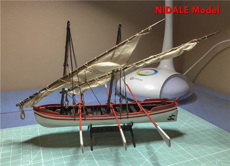 NIDALE model Scale 1/50 Double mast Fishing boat Whole ribbed sail boat model kits
