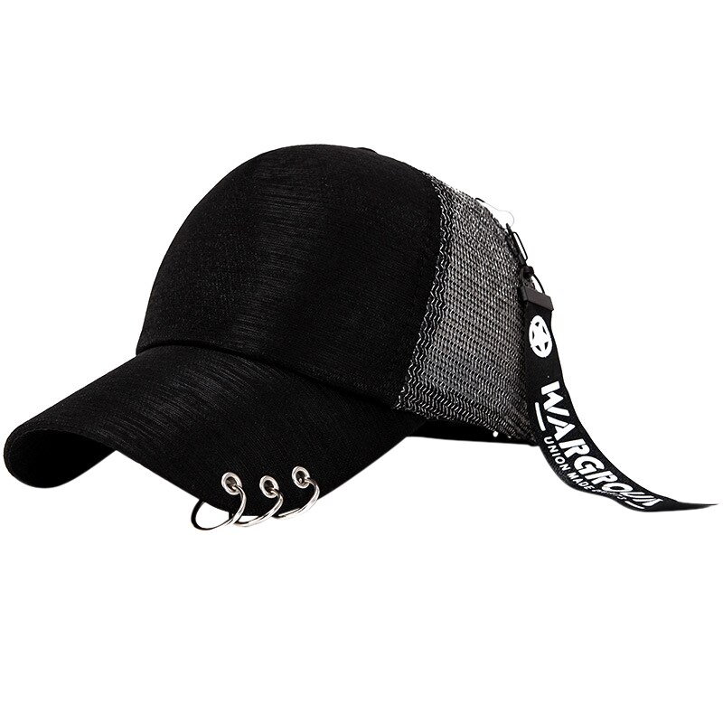 Gorra de Hip Hop con aros de hierro, visera de algodón ajustable con visera, ajustable, con visera, ropa deportiva, gorra de béisbol