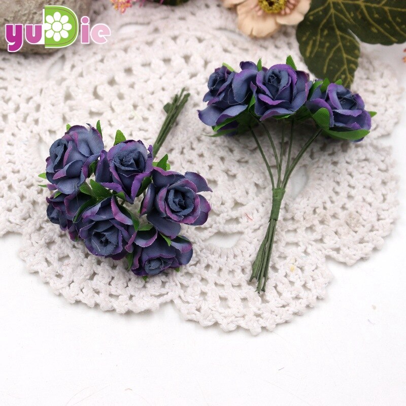 60 stücke Mini Mehrfarbig künstliche seide seide Rose hochzeit dekoration DIY kranz Kasten Clip kunst handgemachte falsche blume dekoration: Lila
