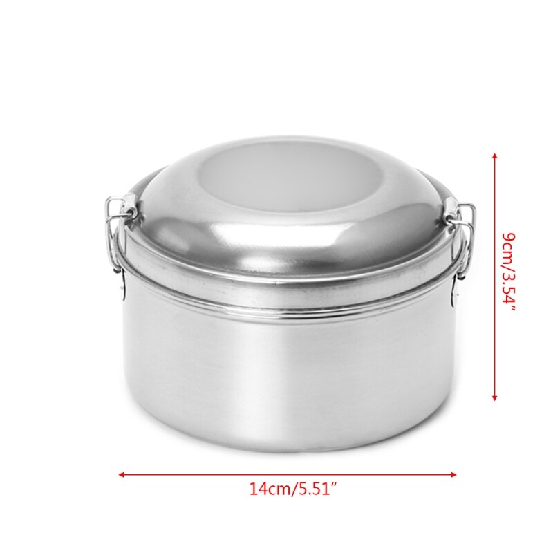 Stainless Steel Bowl Lunch Box Bento Food Picnic Container 2 Tier Round Shape: 01