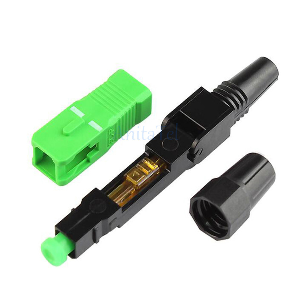50-lot SC/APC Fiber Optic Fast Connector SM Single-Mode FTTH Fiber Optic Adapter Optical Quick Connector Field Assembly