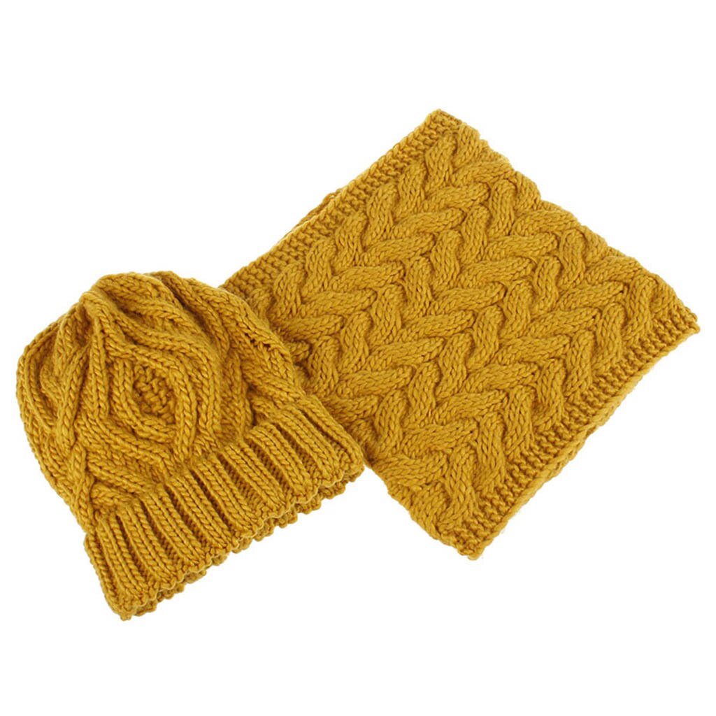 Conjunto de gorro y bufanda czapka i komin tricotin para mujer, gorro grueso de punto liso para invierno, mantener el calor, sombrero pañoleta # E, 2 uds.