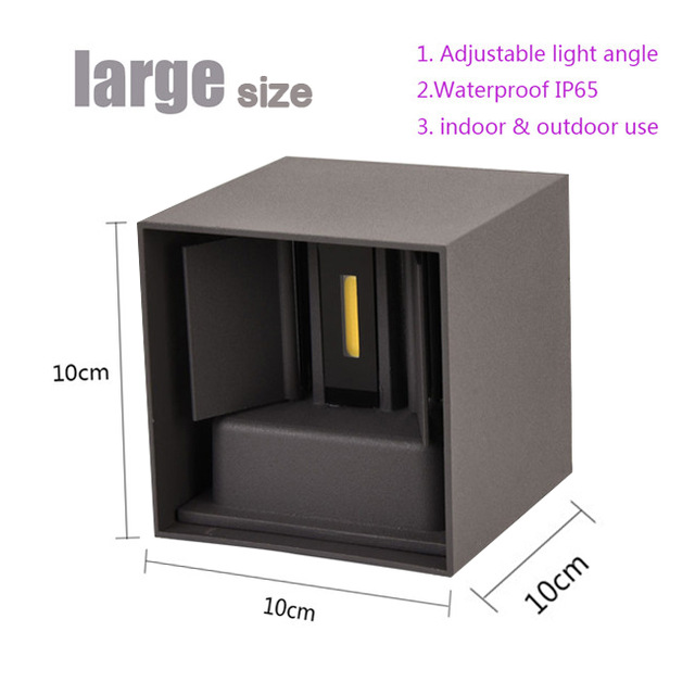 Modern 12W COB LED Wall Lamp waterproof Indoor Outdoor Simple Style Aluminum Wall Lights for Bedroom Hallway Porch Balcony: Big gray / Warm White (2700-3500K)