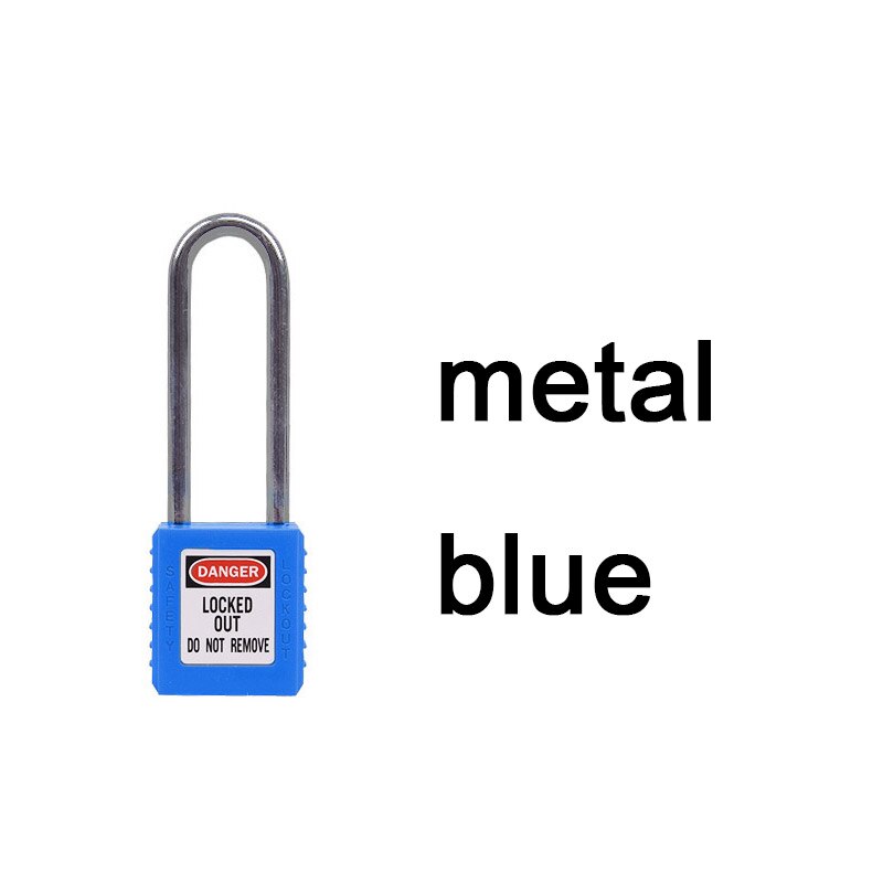 1pcs ABS lock security padlock plastic shackle safety padlock 76mm nylon non conductive safety padlock, with 2 unique key: Metal blue