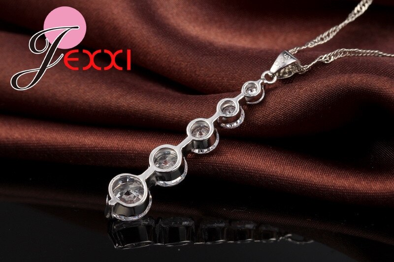 Luksus aaa cubic zirconia lang kvast halskæde øreringe sæt 925 sterling sølv til kvinder brud bryllup smykkesæt