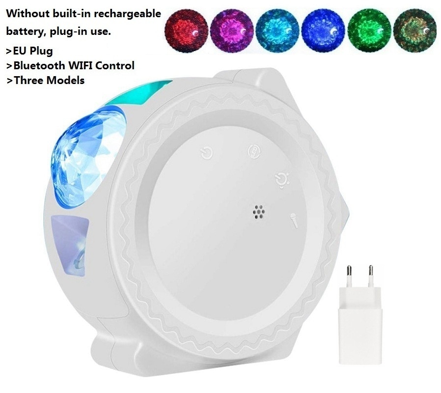 Colorful Starry Sky Galaxy Projector Lamp Children Bedroom Star LED Night Light USB Charging Projection Lamp Kids: EU Plug White