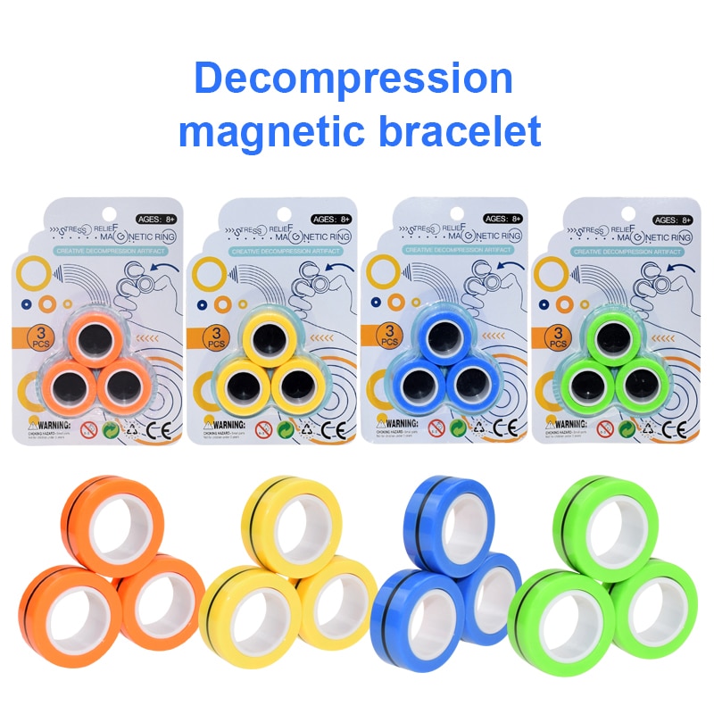 3Stck Magnetische Armbinde Ringe Linderung betonen Spielzeug Finger Spiel Aufmerksamkeit Ausbildung Dreh Spielzeug Dekompression freundlicher Erwachsene