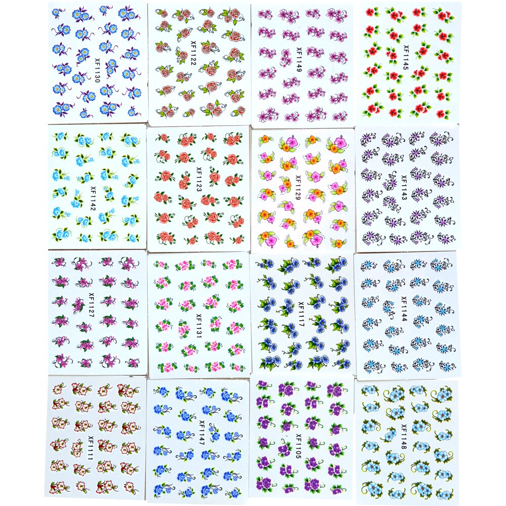 50 Vellen Water Transfer Decals Nail Art Sticker Gemengde 50 ontwerpen Blossom Bloem Nagels Tips Manicure Gereedschap XF1101-1150