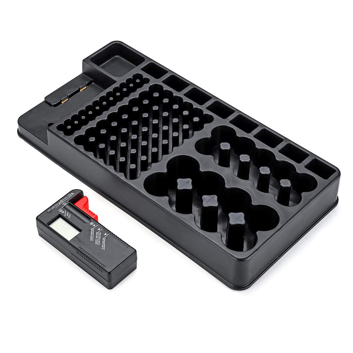 Digital Battery Capacity Tester LCD Checker for 9V 1.5.V AA AAA Cell Batteries diagnostic tool Battery Storage Organizer Holder