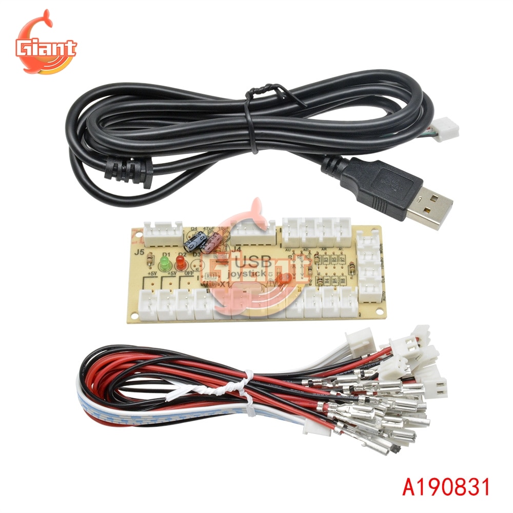 DIY Zero Delay Arcade USB Arcade Joystick Circuit Board Wiring USB Encoder PC to Joystick Fighting Games Replacement Parts 2 Pin