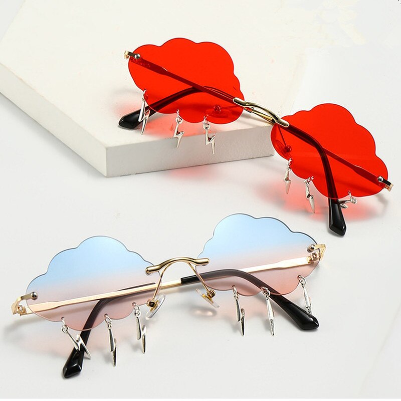 Randloze Zonnebril Vrouwen Vintage Wolken Tassel Steampunk Zonnebril Mannen Frameloze Punk Bril Shades UV400 Driver Bril