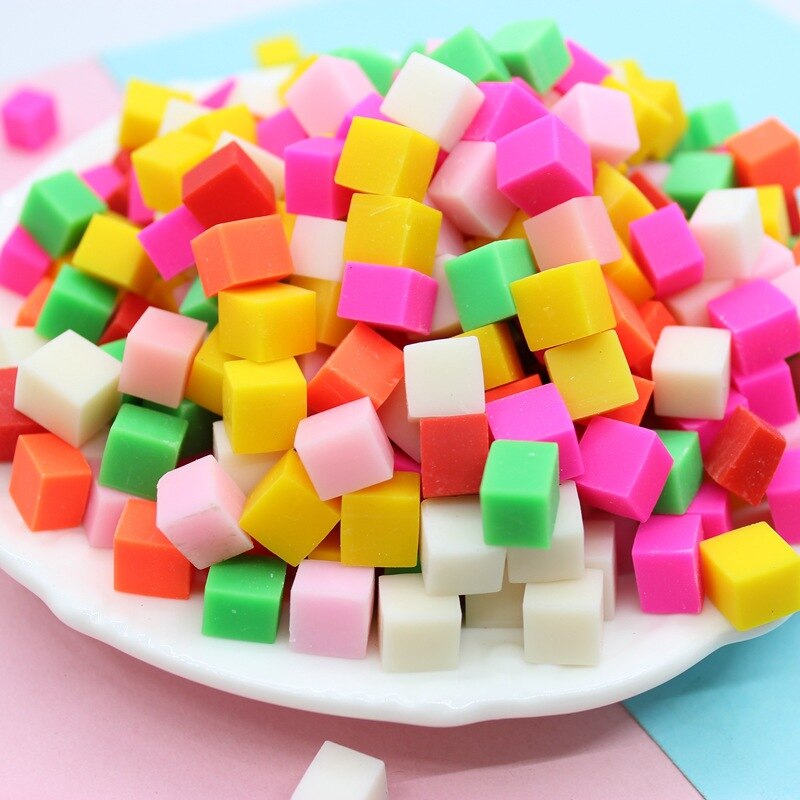 50 g/lote polvilhe a argila do polímero polvilhe a polpa quadrada colorida da carne do fruto da simulação femo polvilhe para ofícios que fazem diy o deco parte 9*8mm: Default Title