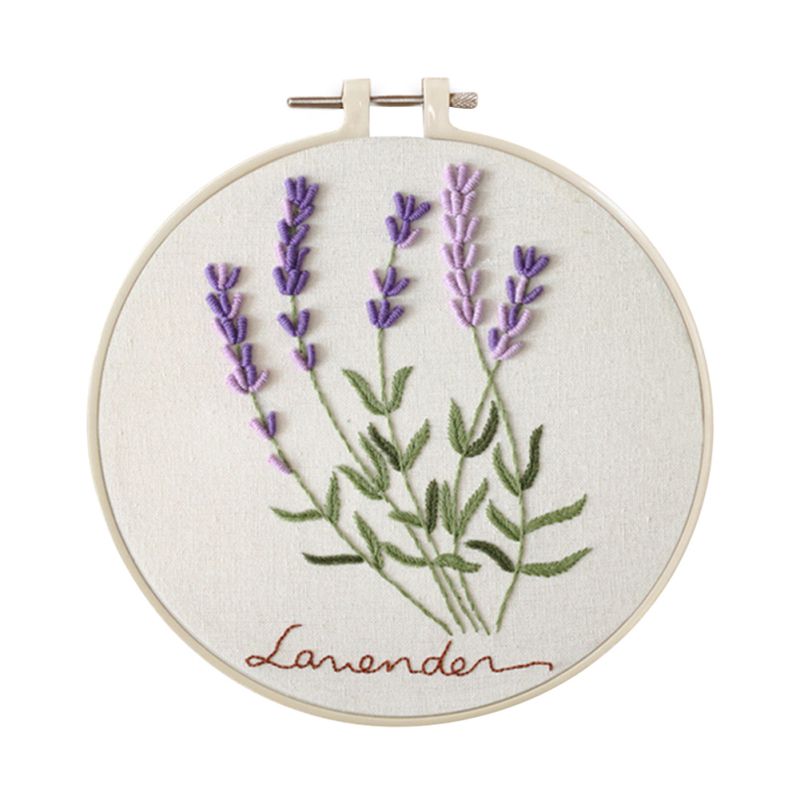 DIY Embroidery For Beginner Flower Pattern Handwork Needlework Cross Stitch Kit Ribbon Painting Embroidery Hoop Home Decoration: A3