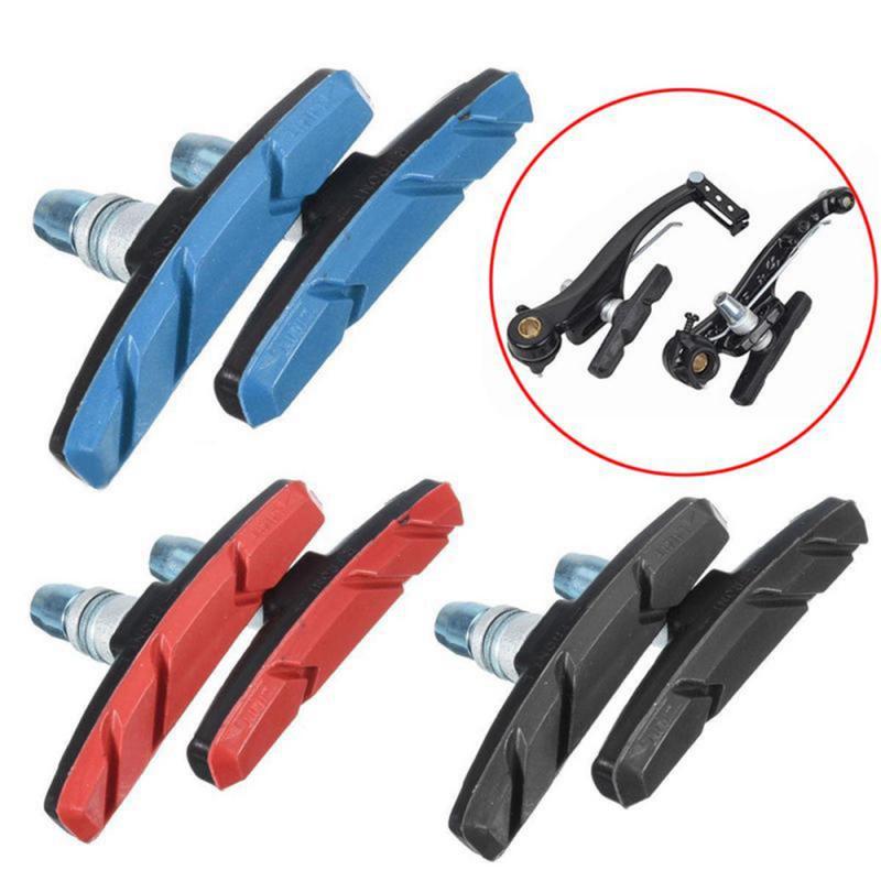 Fiets Remblokken Schoenen V Type Stille Rem Rubber Voor Bmx Road Mtb Fiets Zwart Rood Blauw Fiets Accessoires