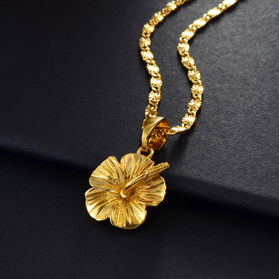 Anniyo-collar con colgante de flor de hibisco hawaiano, joyería Marshallese, Puerto Rico, Guam, Micronesia, Pohnpei, de deshierbe # 239606