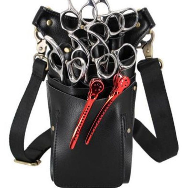 Portable PU Leather Barber Scissors Bag Comb Clip Brush Storage Pockets Hairdresser Organizer for Hairdressers Salon Hair Stylis