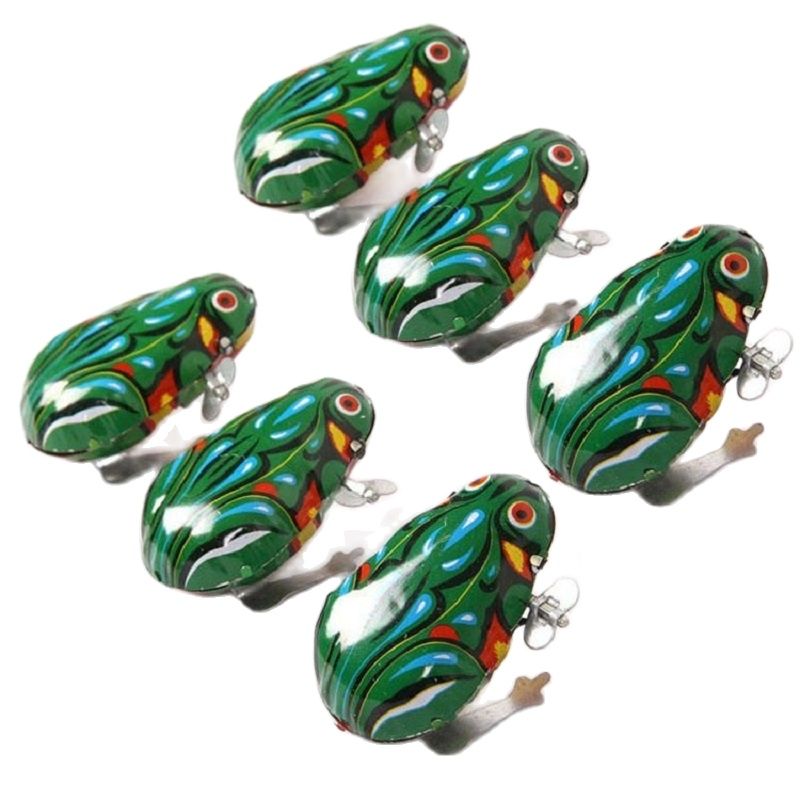 Nostalgic classic jumping frog, clockwork metal frog winding metal frog toy