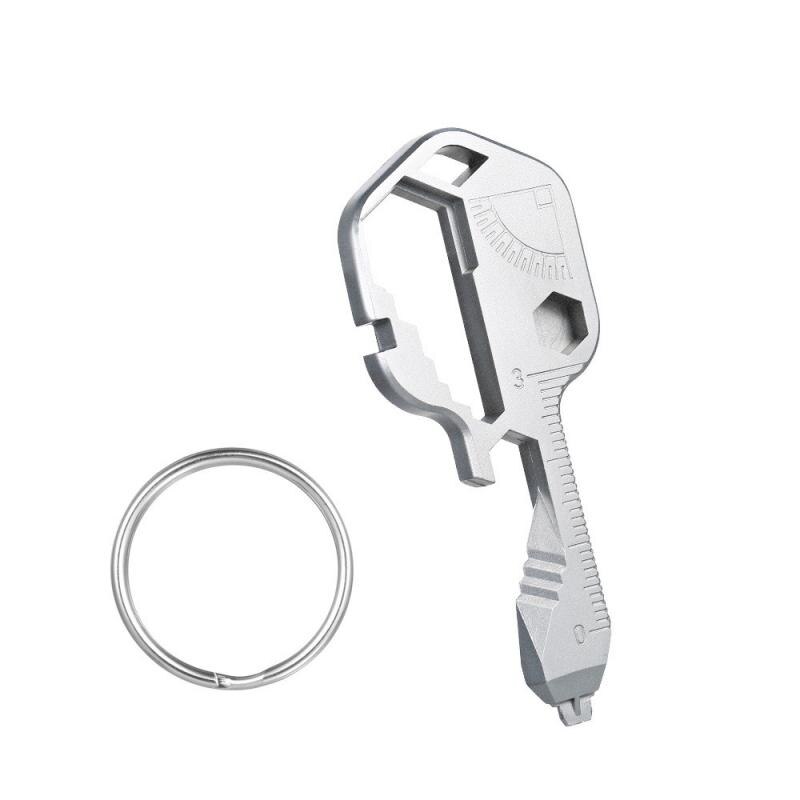 1/2 PC-24IN1 Multi-Tool Key Shaped Pocket Tool for Keychain w/Bottle Opener Car Disassembly Tool Car Repair Combination Suit: silver
