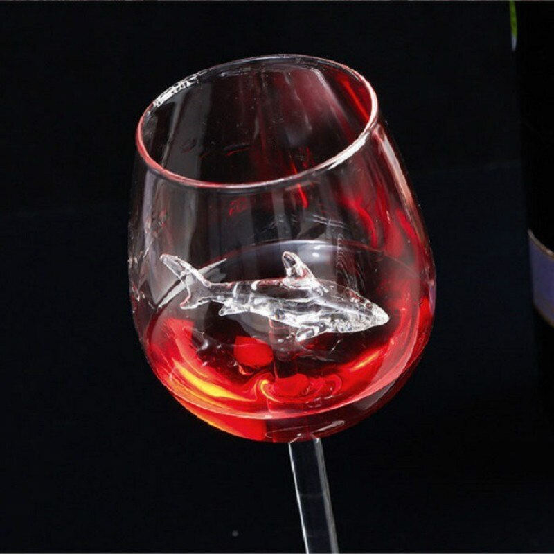 Hai vinglass beger innebygd hippocampus sjøstjerne delfin høyt borosilikatglass cocktailbar dekorere verktøy