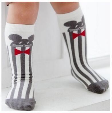 Baby cartoon kindersokken stereo oordopjes antislip vloersokken kniehoge meisjes beenwarmers kniehoge panty: De muis / 2 to 4 jaar