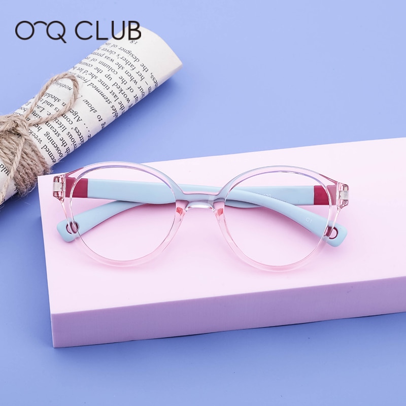 O-Q CLUB Kids Glasses TR90 Silicone Eyeglasses Flexible Children’s Round Eyewear Myopia Optical Eyeglasses Frames 2509