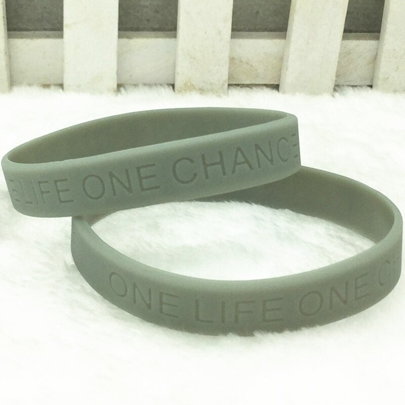 Pulsera de silicona para hombre y mujer, brazalete de goma de silicona Unisex, One Life, One Chance Never Give Up, I Promise Motivation Sport, 1 unidad