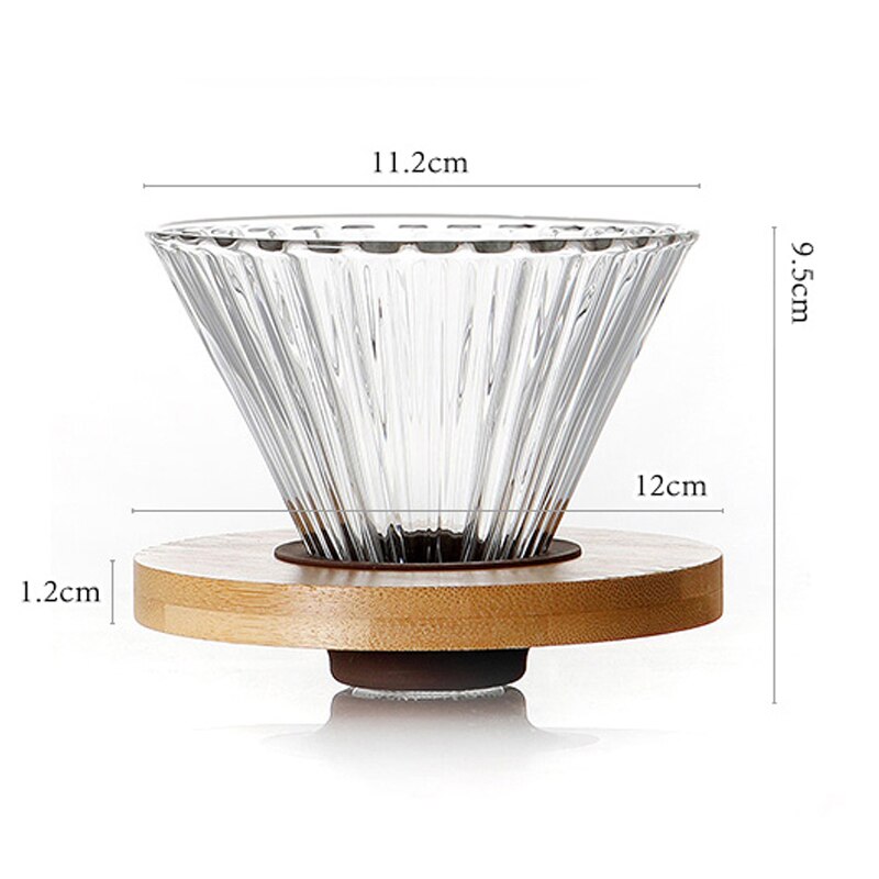 Glass Coffee Funnel Dripper Wooden V60 Brackets Glass Coffee Funnel Dripper Glass Coffee Filter Reusable Coffee Filters