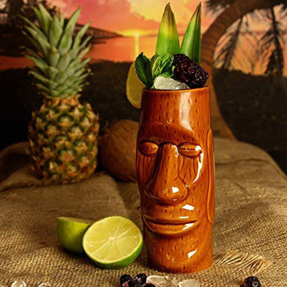 Tiki Cup Cocktail Set Of 4-Ceramic Hawaiian Party Cup Drink Exotic Cocktail Tiki Bar Hawaiian Party Bar Supplies