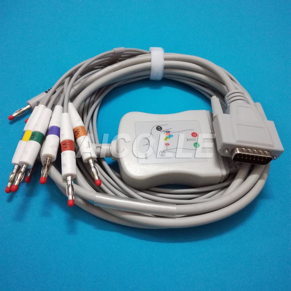 Comen 15 pin liitin ekg kaapeli 10 johto ekg kaapeli banaani 4.0 johto liittimessä